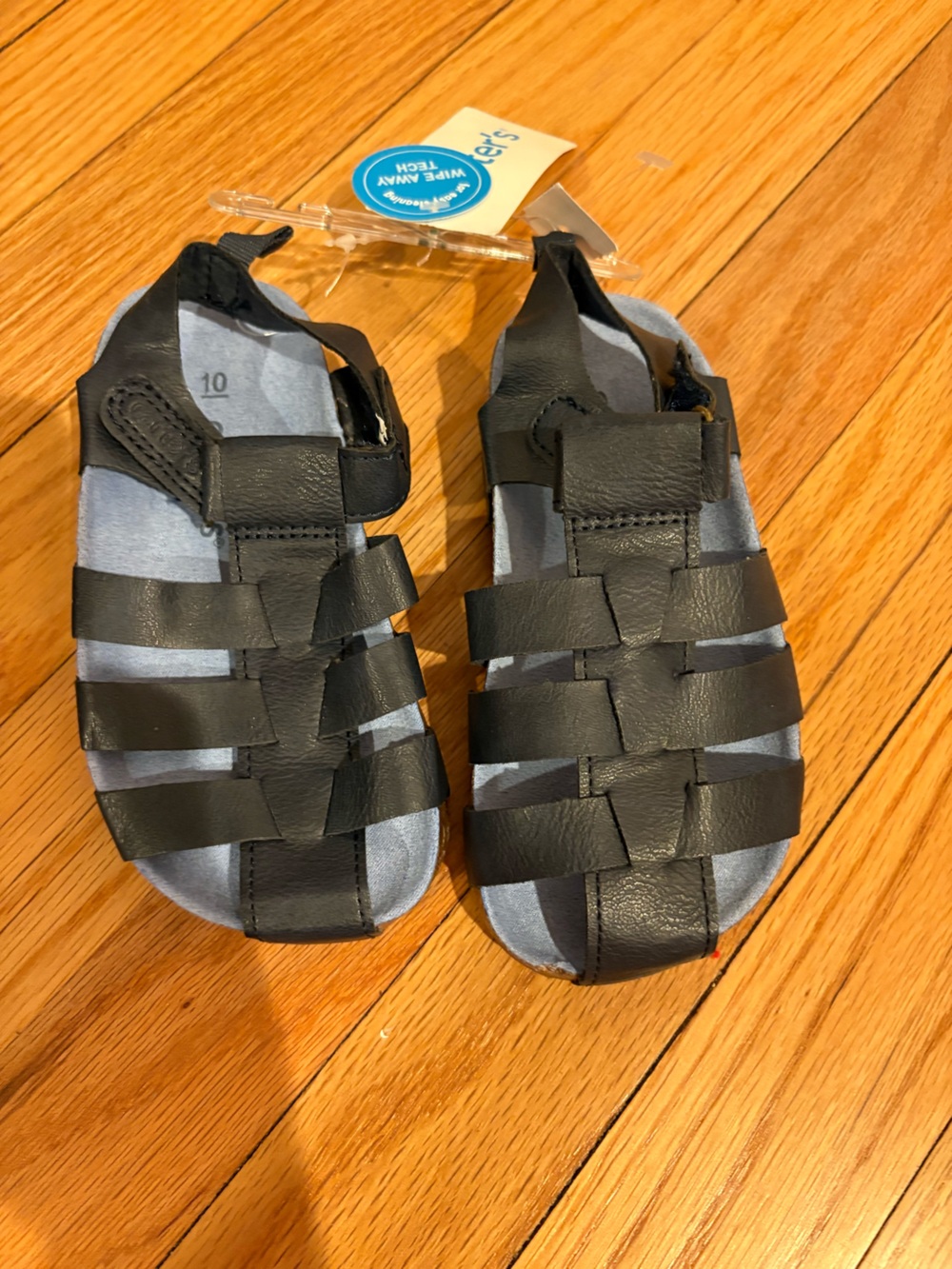 Blue “Leather” Strappy Baby Sandals carters size 10 nwt